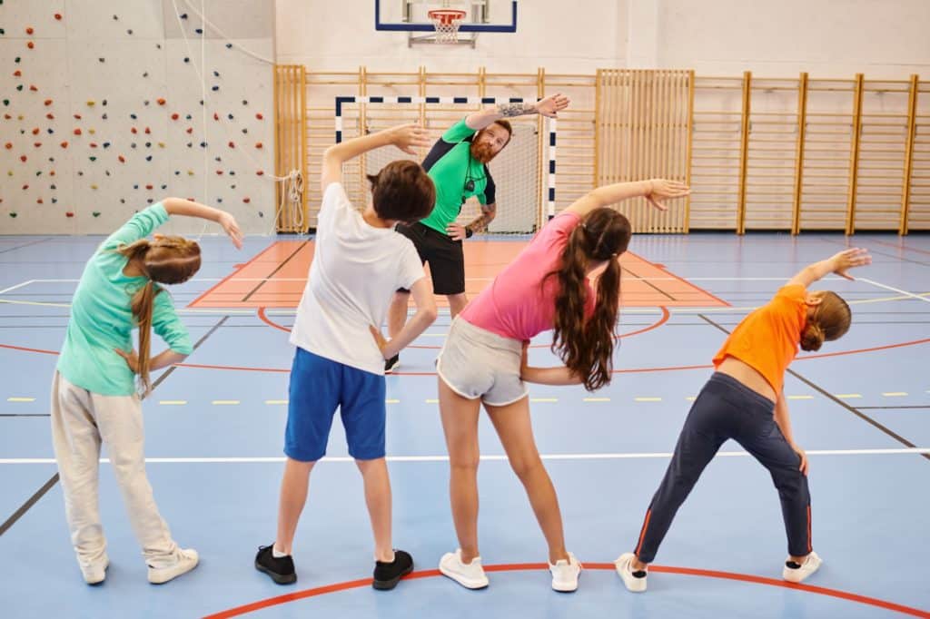 Energetic students in gym